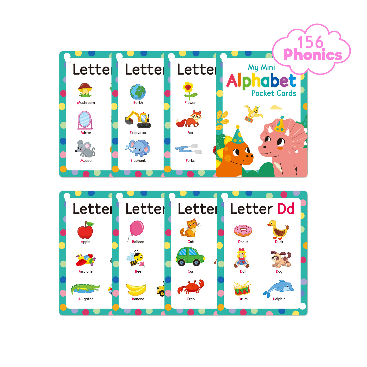Abc Kids Early Education - ABC Phonics-Lernkarten für Kinder – 26-Alphabet-Taschenkarten