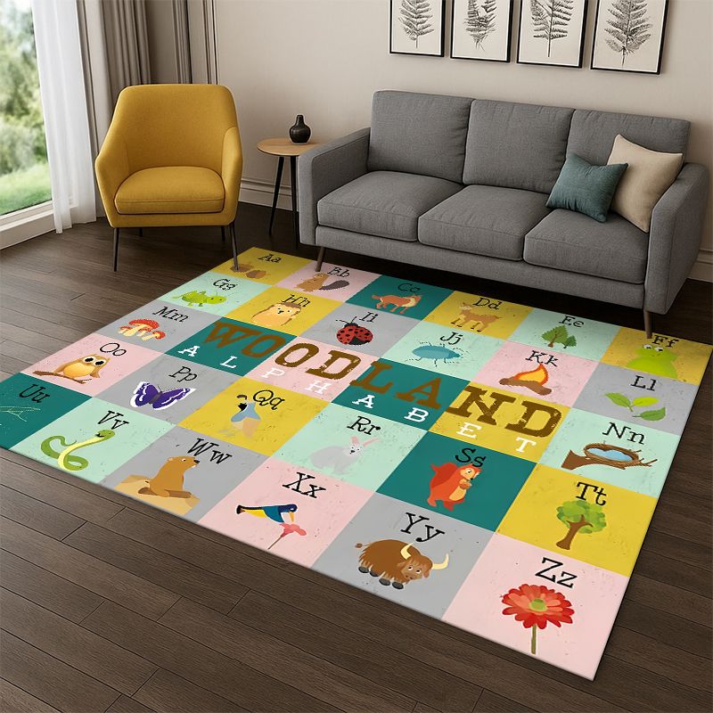 Abc Kids Early Education - Alphabet ABC Frühpädagogischer Cartoon-Spielteppich für Kinderzimmer,