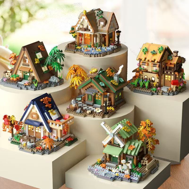 Kids Education Login - 6 Sets Waldhütten Mini-Bausteine Modell DIY