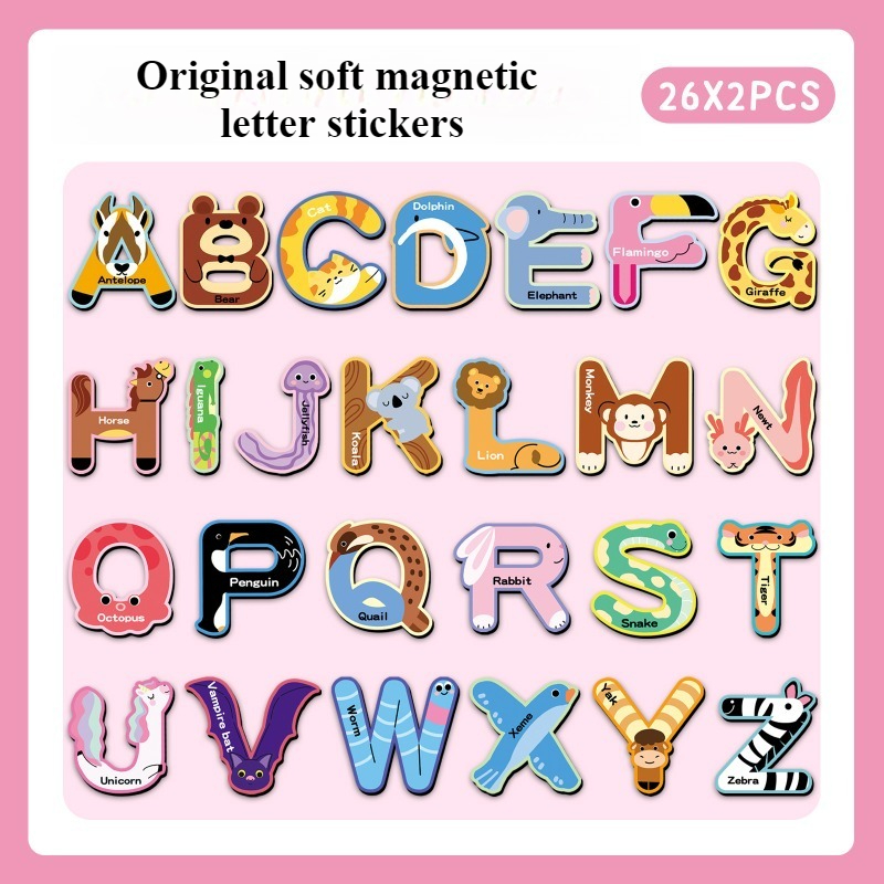 Abc Kids Early Education - 52 Stück magnetische Kühlschrankaufkleber mit Alphabet,