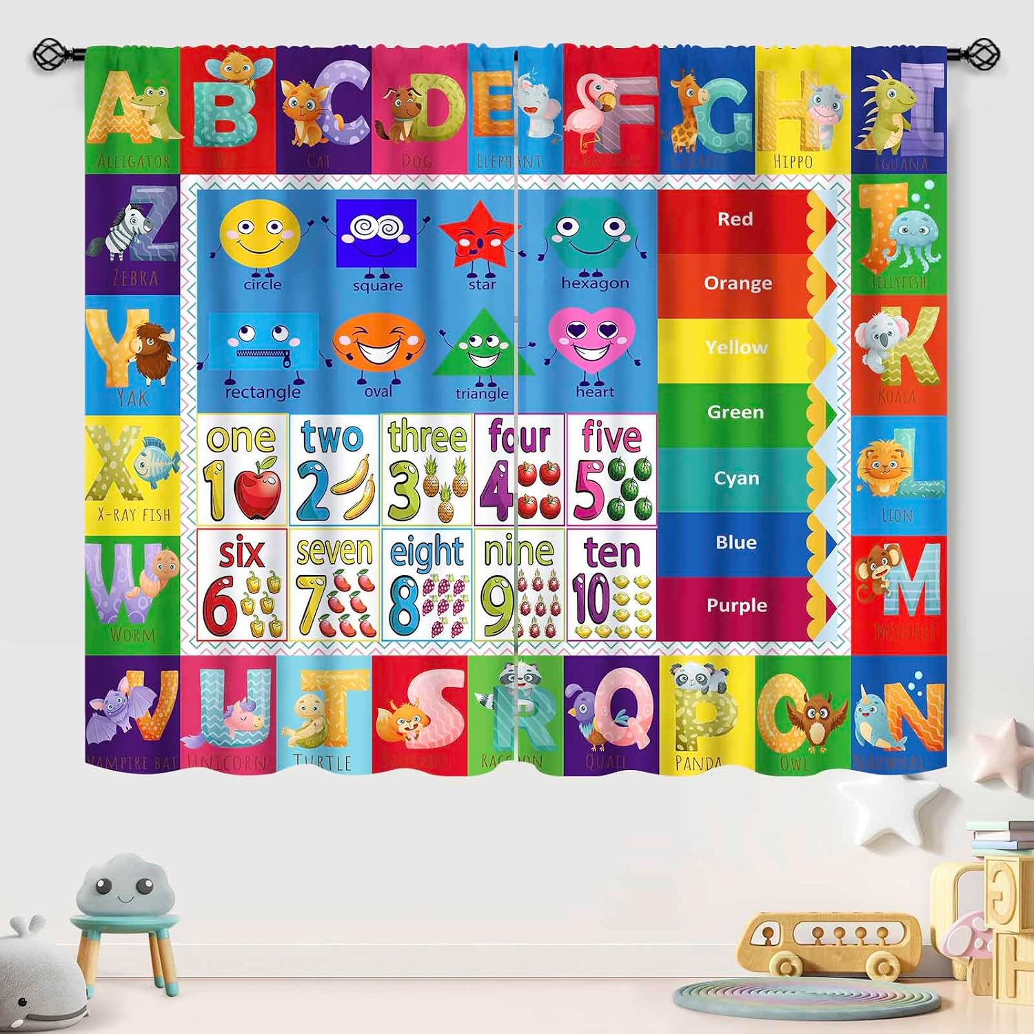 ABC-Zahlen-Form-Vorhangpaneele – Abc Kids Early Education Bewertung und Preis